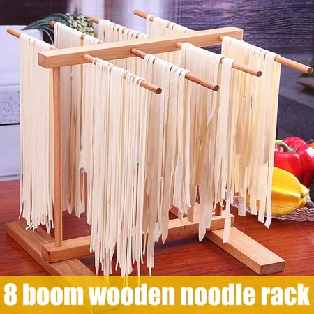 

GORWARE Wooden Pasta Drying Rack Collapsible Noodle Dryer Rack Beech Wood Noodles Stand with 8 Bar Handles Durable Household Spaghetti Hanging Dryer Rack for Kitchen Home Noodles