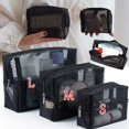 thumbnail image 4 of 3pcs Portable Travel Mesh Clear Cosmetic Bags Small Large Black Makeup Bag Travel Toiletry Organizer Case Lipstick Storage Pouch (Black Mesh-02), 4 of 7