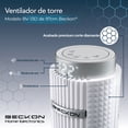 thumbnail image 2 of Ventilador De Torre Premium Corte Diamante Con Ionizador + Control Remoto Oscilación Temporizador Display Led 97cm De Alto Blanco Beckon, 2 of 8