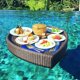 thumbnail image 1 of Heart-Shaped Rattan Swimming Pool Tray, White, 85x82cm, PE Rattan, Holds Food, Drinks & Snacks, Ideal for Pool Parties & Lounging, 1 of 5