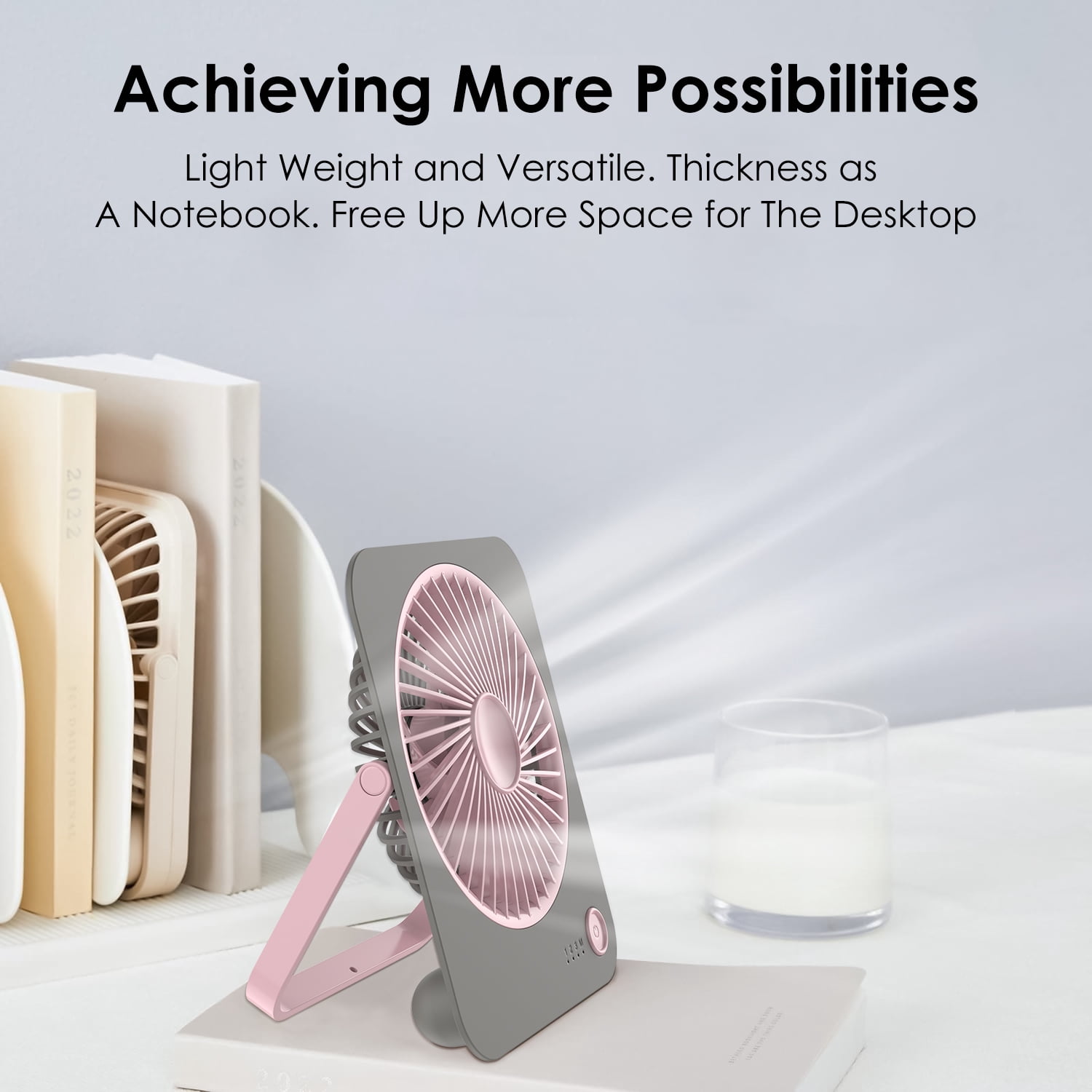 AiYchen 5" 4-Speed Ultra-Thin Rechargeable Desk Fan