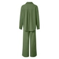 thumbnail image 6 of adviicd 2 Piece Outfits for Women Casual Lounge Sets Long Sleeve Button Down Shirts and Wide Leg Pants Sets Tracksuit (Green, M), 6 of 7