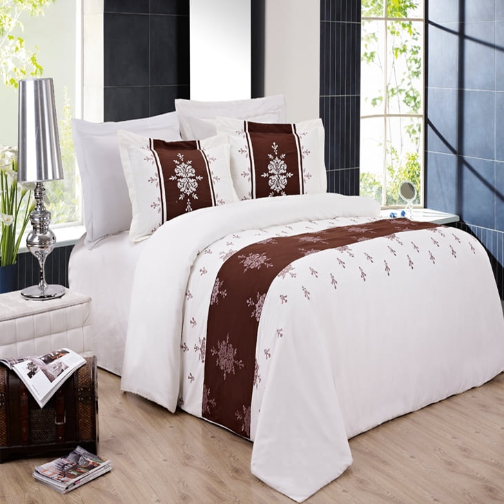 Soft 100 Brushed Microfiber 3 Piece Duvet Cover Set Embroidered King