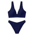thumbnail image 6 of String Bikini Swimsuit for Women Womens V-Neck Bikini Set with Adjustable Straps, Push up Tops High Waist High Cut Bottom, 2-Piece Swimwear for Beach Travel Navy L, 6 of 6