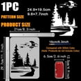 thumbnail image 2 of Moon Forest Road Painting Stencil with 1Pc Art Paint Brush 8.3x11.7" Reusable Moon and Forest Stencil Moonlight Path Template Stencil Landscape Themes Stencil for Painting on Wood Wall, 2 of 9