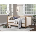 thumbnail image 2 of CoSoTower Beige Fabric Upholstered 1PC Day Bed Light Oak Bed Frame Nailhead Trim Bedroom Furniture Mattress Ready Twin Day Bed, 2 of 8