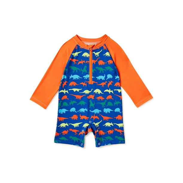 Wonder Nation Baby Boys’ OnePiece Rash Guard Swimsuit, UPF 50