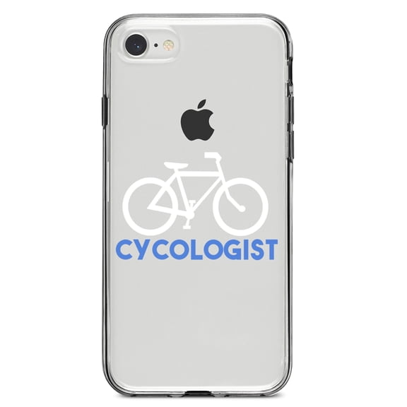 DistinctInk Clear Shockproof Hybrid Case for iPhone 7 8 SE (2020 Model) 4.7" Screen TPU Bumper Acrylic Back Tempered Glass Screen Protector - Cycologist Bicycle Cycling