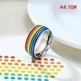 thumbnail image 1 of Stainless Steel Enamel Rainbow LGBT Ring Lesbian Gay Ring, 1 of 6