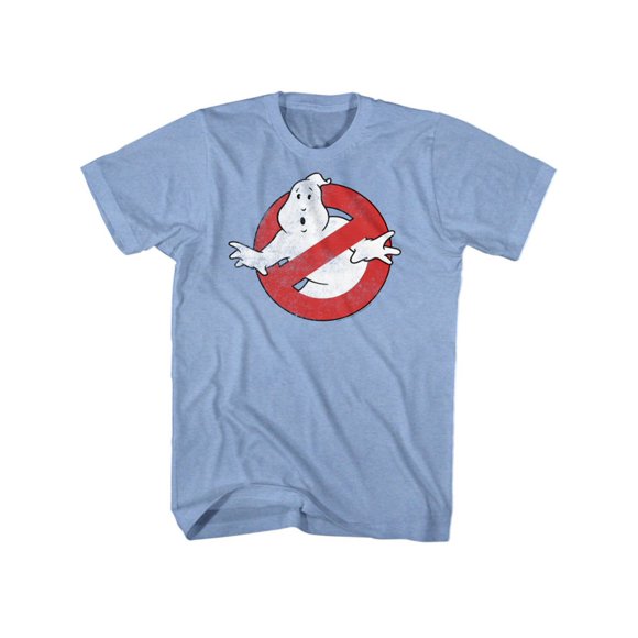 Real Ghostbusters Logo Light Blue Heather Adult T-Shirt Tee