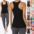 thumbnail image 2 of Women's Premium Cotton Vest Basic Soft Stretch Racerback Tank Top Solid Color, 2 of 8