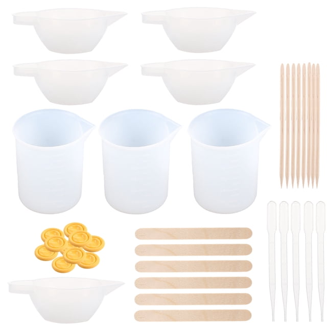 OULII Kit d'Outils Époxy 43 Pcs pour Mélange de Résine Ensemble d'Outils Projets Diy Amateurs d'Artisanat Tasses Réutilisables Bâtonnets