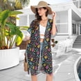thumbnail image 5 of Beach Vacation Clothes Kimono Cardigan Loose Swimsuit Cover Up for Women Neon Guitar Star S, 5 of 6