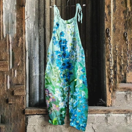 

Jumpsuits for Women Summer 2023 Women s Hippie Overalls Overalls for Women Loose Fit Jumpsuit Floral Print Bohemian Wide Leg Bib Overall