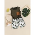 thumbnail image 4 of Musuos Baby Boys Summer Shorts Sets 3 6 12 18 24Months Sleeveless Tank Tops and Tropical Tree Print Shorts Sets Casual Outfits, 4 of 10