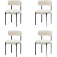 thumbnail image 1 of LivinVeluris Mid-Century Dining Chairs Set of 4, Modern Boucle Upholstered Kitchen Chairs with Black Metal Legs (Cream White), 1 of 9