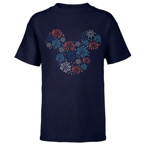 Disney Mickey Mouse Fireworks Americana - Short Sleeve T-Shirt for Kids - Customized-Navy