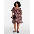 thumbnail image 2 of Time and Tru Women's Mini Dress with Puff Sleeves, Sizes XS-XXXL, 2 of 6
