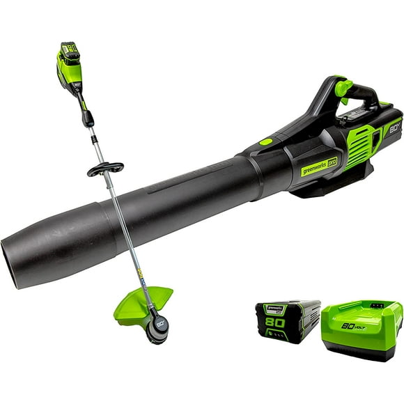 Greenworks PRO 80V Blower + 16-Inch String Trimmer, 2.0 AH Battery and Charger Included