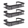 thumbnail image 3 of Shower Storage Rack, Shower Shelf Basket Aluminum Rectangle Punch Free 3 Layers with  Stickers for Home Black,Black Gold, 3 of 8
