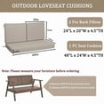 thumbnail image 5 of Outdoor Loveseat Cushion Set, Waterproof & Fade-Resistant Replacement Patio Cushions, 48 x 24 inch Outdoor Sofa Cushions for patio furniture, Deep Seat Cushions with Ties（Beige）, 5 of 6