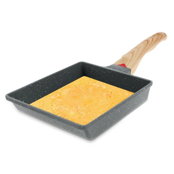 Wekvgz 2Pcs Tamagoyaki Pan Nonstick Japanese Omelette Pan with Wood Handle Practical Egg Roll Pan Multifunctional Tamago Pan Uniform Heating Egg Frying Pan Rectangle Egg Omelette Pan for Home