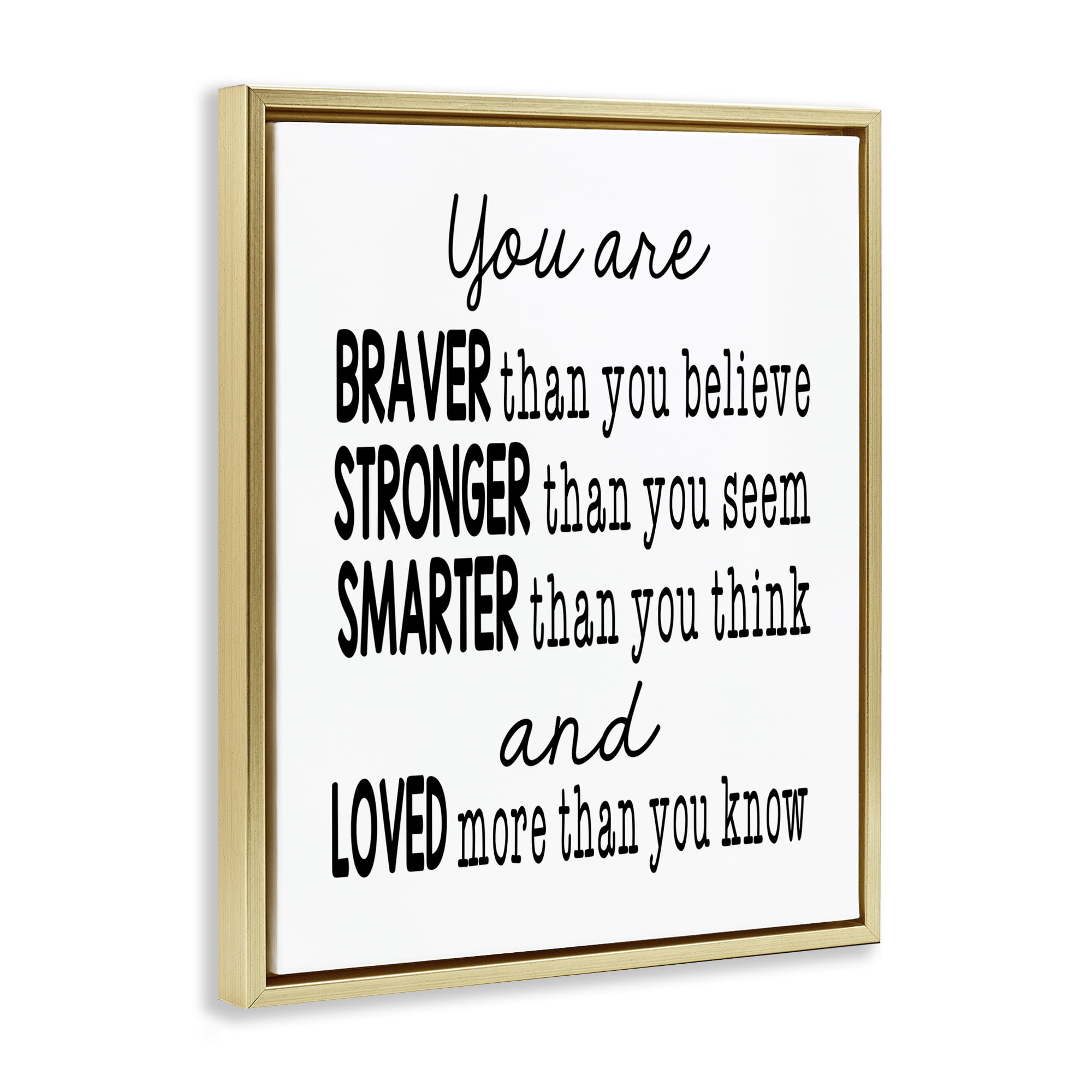 Stupell Industries Self Confidence Mementos Text & Numbers Painting Gold Floater Framed Canvas Art Print Wall Art, 25 x 31