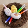 thumbnail image 2 of TOPRenddon 6 Pcs DIY White Blank Easter Eggs Paintable Foam Easter Eggs Solid Foam Egg DIY Painting Graffiti Ornaments with 6 Markers for Easter Party Gifts Basket Filler Classroom Crafts, 2 of 8