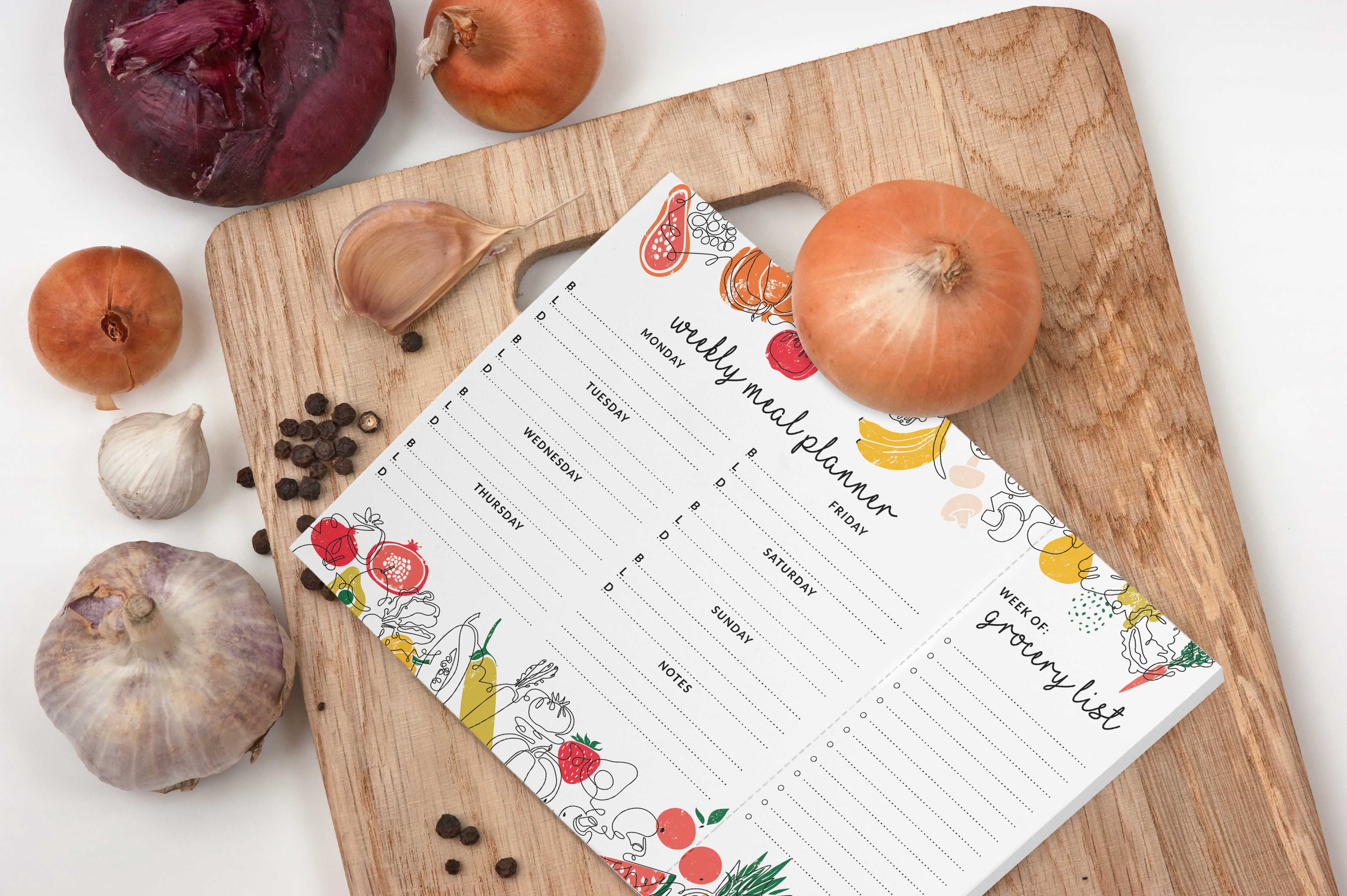 Inkdotpot Weekly Meal Planner Notepad 7"x10 , "Weekly Meal Planner" Magnetic Meal Planning Pad with Tear Off Grocery Shopping List for Fridge- Kitchen & Home - 54 Sheets -RS