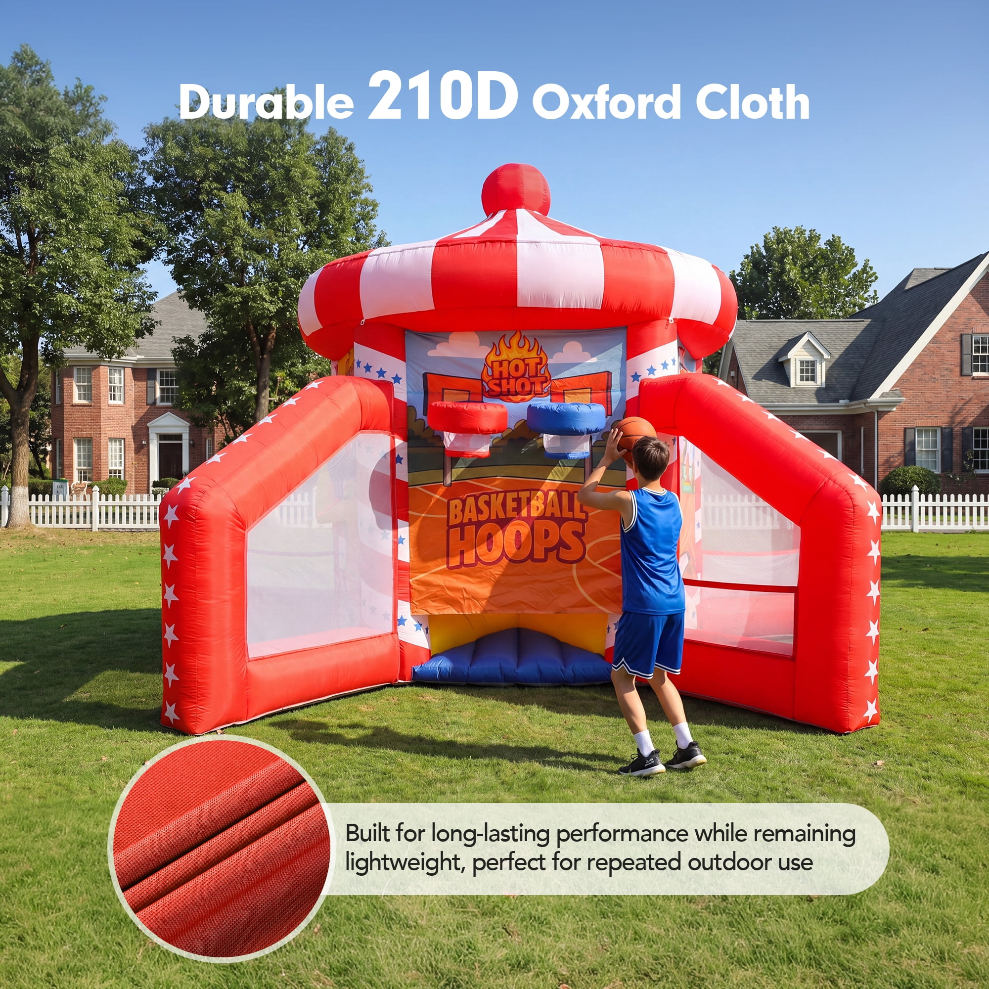 Wellcomer Inflatable 5in1 Carnival Game, Portable Baseball Toss, Basketball Hoop, Dart Board, Ring Toss