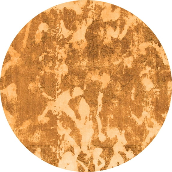 Ahgly Company Indoor Round Abstract Orange Modern Area Rugs, 8' Round