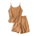 thumbnail image 6 of Vornjynx Girl Outfit Sets 2 Piece Cami Tank Tops and Shorts with Pockets Elastic Waist Comfort Soft Summer Casual Vacation Clothes Coffee Size 8, 6 of 10