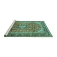 thumbnail image 2 of Ahgly Company Machine Washable Indoor Rectangle Medallion Turquoise Blue Traditional Area Rugs, 5' x 7', 2 of 4