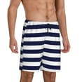 thumbnail image 2 of Sikiie Navy Blue And White Stripes Mens Pajama Shorts, Lightweight Lounge Pant with Pockets Soft Sleep Pj Shorts for Men, 2 of 6