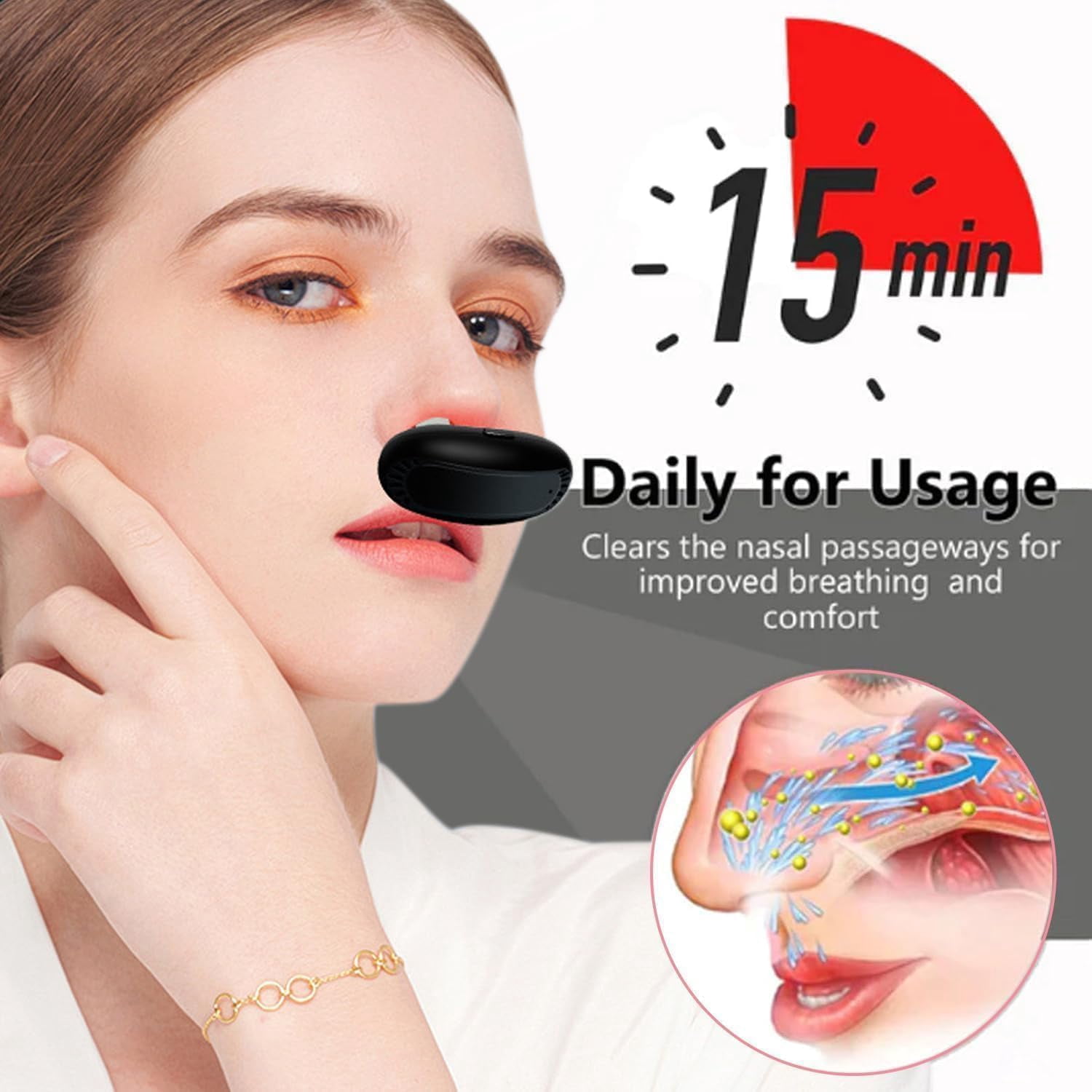ABCISI Red Light Nasal Therapy Device, Portable Red Light for Nose, Red Light Nasal Soothing Device Relieves Nasal Dryness and Sinus Discomfort, USB Charging (1 pcs)