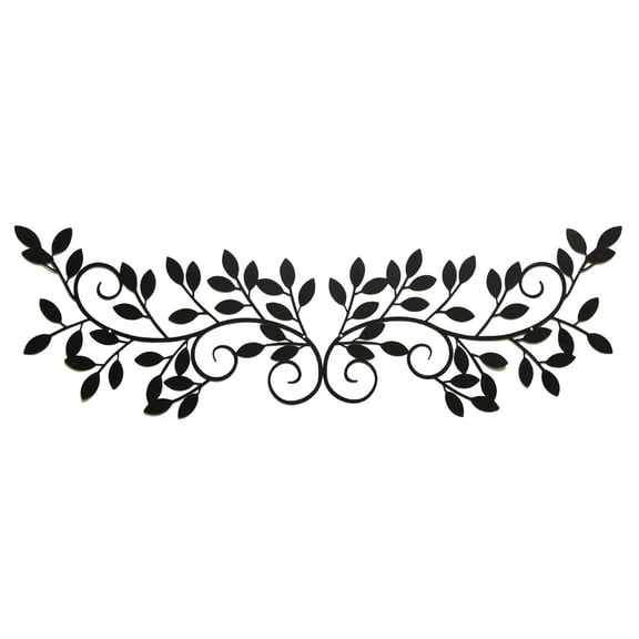 HELLOYOUNG Black Metal Leaf Vine Wall Hanging 2Pcs, High-Quality Plant Decor for Living Room Bedroom, Rustic Home Wall Art, Personalized Gift for Housewarming