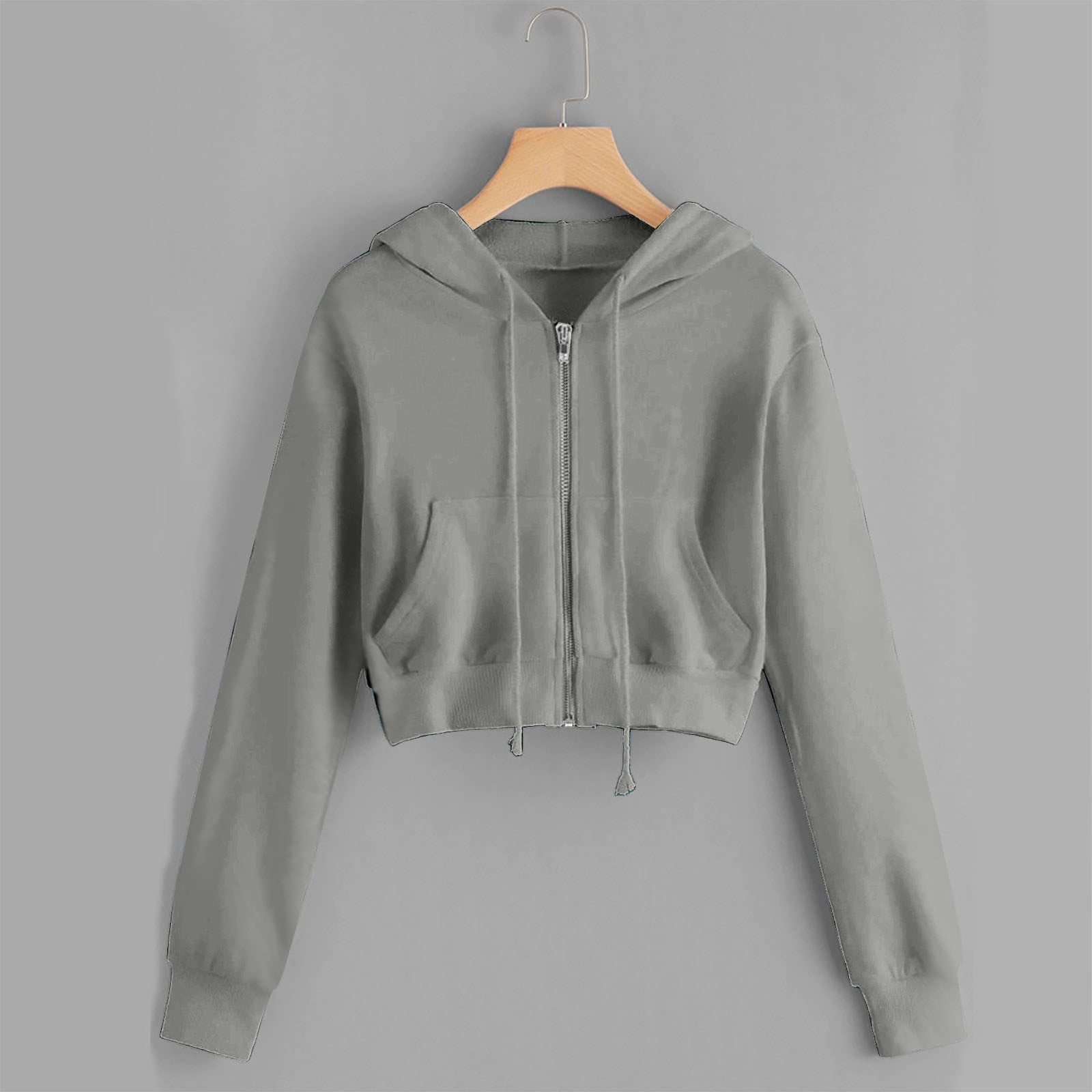 Simua Crop Hoodie Women's Casual Cute Zipper Hoodies Long Sleeve