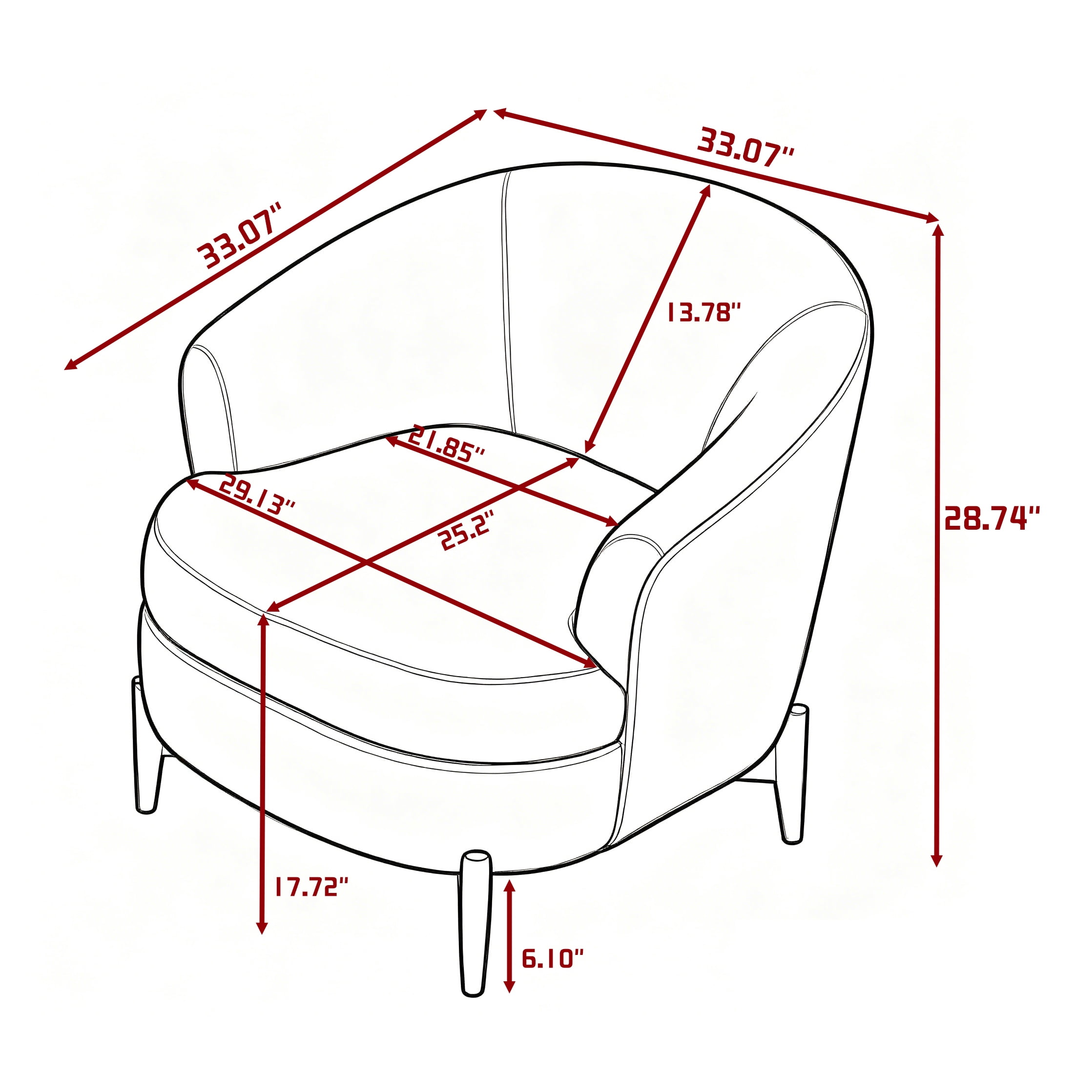 BSHTI 33.07" Linen Upholstered Barrel Accent Chair – Modern Comfortable Armchair for Living Room, Bedroom, or Office, Gray