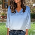 thumbnail image 1 of Xuyuer Women's Holiday Floral Print V-Neck 3/4 Sleeve Casual Loose Shirt, 1 of 5