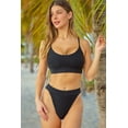 thumbnail image 4 of ABPHQTO Conjunto de bikini corto con textura de punto negro de dos piezas para mujer, 4 of 5
