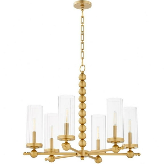 6 Light Chandelier-24 inches Tall and 29 inches Wide-Aged Brass Finish Bailey Street Home 183-Bel-5048461
