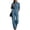 Blue, variant on Jumpsuit for Women Long Sleeve Denim Workwear Button Collar Multi Pocket Trousers Black XL