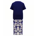 thumbnail image 4 of BLOCLOALO 2 Piece Lounge Set Short Sleeve Shirts Women's Summer Fashion Loose Printed Pants Casual Suit Two Piece Set Floral Printted Pants Dressy Casual Suit Soft Lounge Set Navy A, 4 of 5