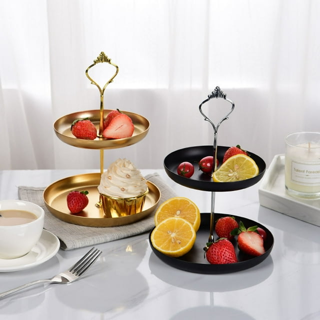 Double-Layer Cupcake Stand for Desserts - Rustic Iron Display Tray for Parties, Weddings & Home Decor
