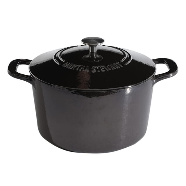 MARTHA STEWART Gatwick - Horno holandés de hierro fundido esmaltado de 7 cuartos de galón, color gri