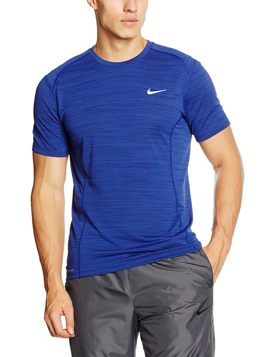 Nike - Nike Men's Dri-Fit Cool Miler Running Shirt-Blue - Walmart.com ...