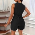 thumbnail image 3 of ZEHJUHAN Women's Solid Color V-Neck 2-Piece Outfit - Sleeveless Top & Drawstring Shorts Set For Summer Black，M, 3 of 16