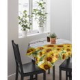 thumbnail image 4 of Sunflower Suqare Tablecloth - 54 x 54 Inch, Yellow Summer Botanical Farmhouse Floral Wooden Waterproof & StainResistant Tablecloth, Washable Oil-proof Table Cover for Dining/Party/Wedding/Buffet, 4 of 9