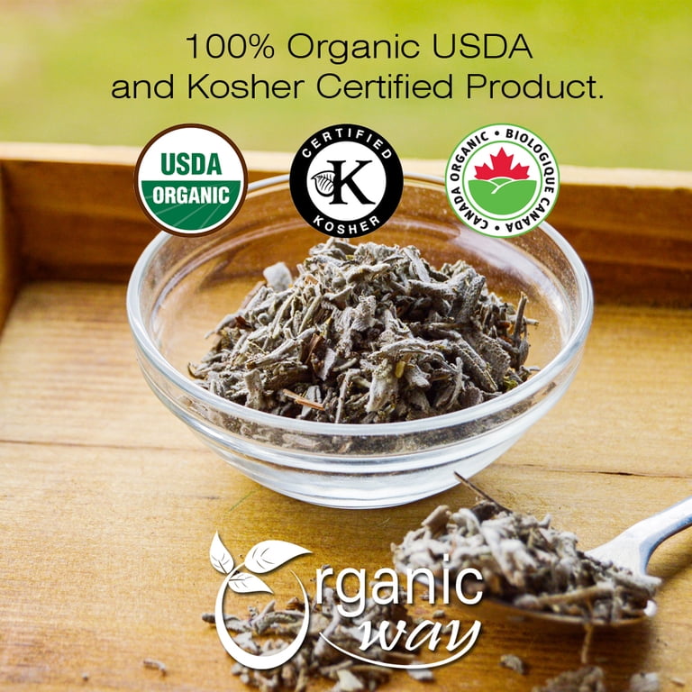 Organic Sage Leaf Cut & Sifted - Wild-Harvested Salvia Officinalis, 4 Oz Bag, Kosher, Non-GMO, USDA Certified (Origin Albania)