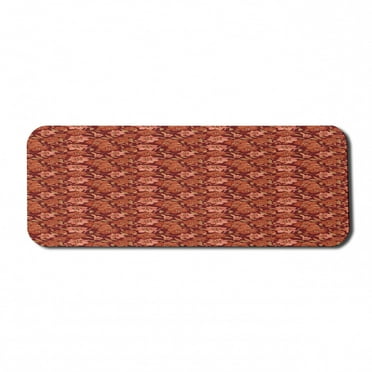 Vintage Computer Mouse Pad, Nostalgic Pattern of Spring Flowers and Leaves, Rectangle Non-Slip Rubber Mousepad Large, 31" x 12" Gaming Size, Burgundy Burnt Sienna, by Ambesonne